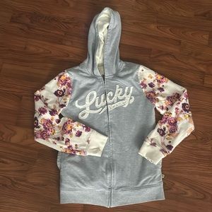 Lucky Brand Kids Flower Sleeve Sweatshirt | Size 14/16